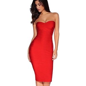 Women's Knee Strapless Bandage Bodycon Part